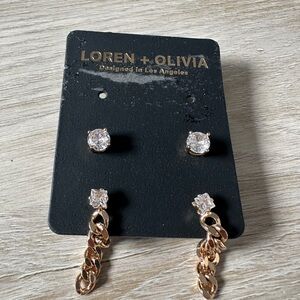 Loren & Olivia - Pair of 2 Gold Plated Earrings